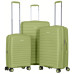 Набір валіз 2E, Aero, поліпропілен, (L+M+S), TSA, 4 колеса, EXP, оливково-зелений