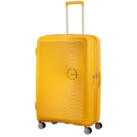 Валіза American Tourister, Soundbox, поліпропілен, велика, 77см,  97/110л, TSA, 4 колеса, EXP, жовтий