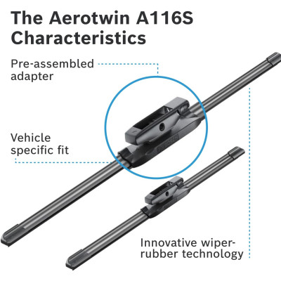 Склоочисник BOSCH Aerotwin безкаркасний комплект 600/400мм (3 397 007 116)
