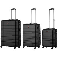 Набір валіз Wenger, Amplar 3 в 1, (S,M,L), пластик, 4 колеса, чорний