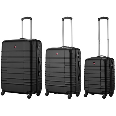 Набір валіз Wenger, Amplar 3 в 1, (S,M,L), пластик, 4 колеса, чорний