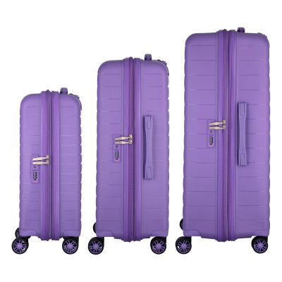 Набір валіз 2E, Aero, поліпропілен, (L+M+S), TSA, 4 колеса, EXP, лавандовий Набір валіз 2E, Aero, поліпропілен, (L+M+S), TSA, 4 колеса, EXP, лавандовий