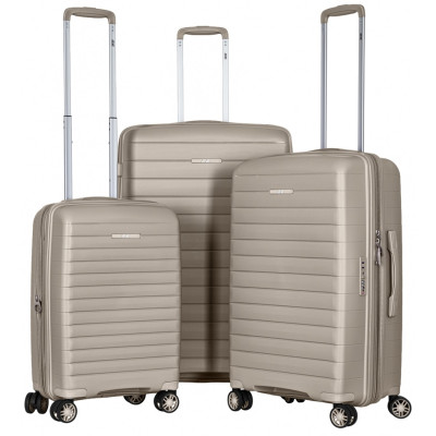 Набір валіз 2E, Aero, поліпропілен, (L+M+S), TSA, 4 колеса, EXP, сіро-коричневий