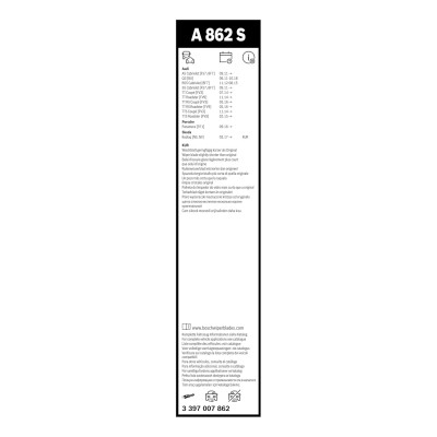 Склоочисник BOSCH Aerotwin безкаркасний комплект 600/530мм (3 397 007 862)