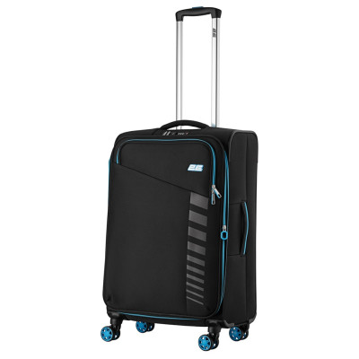 Валіза 2E, Trek, поліестер, середня, 64/78л, TSA, 4 колеса, EXP, чорний