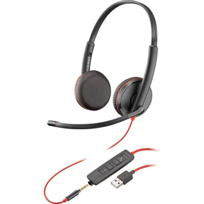 Гарнітура комп'ютерна стерео On-ear Poly Blackwire 3225 HS, USB-A, 3.5 мм, всеспрямований, чорний