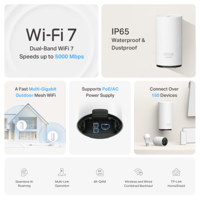 Система WiFi-Mesh TP-LINK Deco BE25 BE5000, 2x2.5GE LANWAN,  1мод, зовнішня