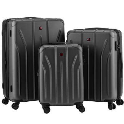 Набір валіз Wenger, Oryson 3 в 1, (S,M,L), пластик, 4 колеса, сірий