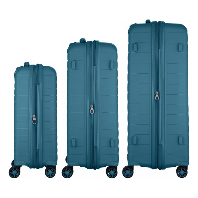 Набір валіз 2E, Aero, поліпропілен, (L+M+S), TSA, 4 колеса, EXP, синій