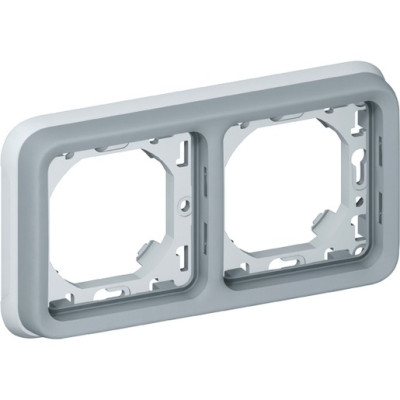 Супорт з рамкою для вбудованого монтажу Legrand Plexo, 2 пости, горизонтальна установка, сірий