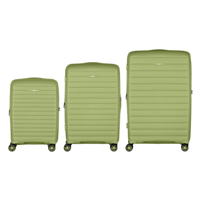 Набір валіз 2E, Aero, поліпропілен, (L+M+S), TSA, 4 колеса, EXP, оливково-зелений Набір валіз 2E, Aero, поліпропілен, (L+M+S), TSA, 4 колеса, EXP, оливково-зелений