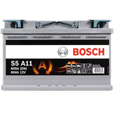 Акумулятор Bosch S5 AGM 12В 80А·год 800А R+ (0 092 S5A 110)