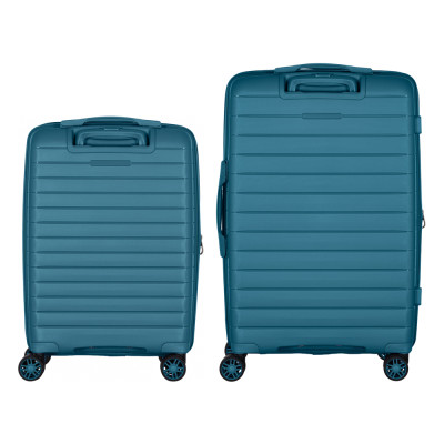 Набір валіз 2E, Aero, поліпропілен, (M+S), TSA, 4 колеса, EXP, синій