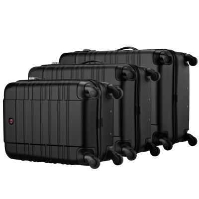 Набір валіз Wenger, Amplar 3 в 1, (S,M,L), пластик, 4 колеса, чорний