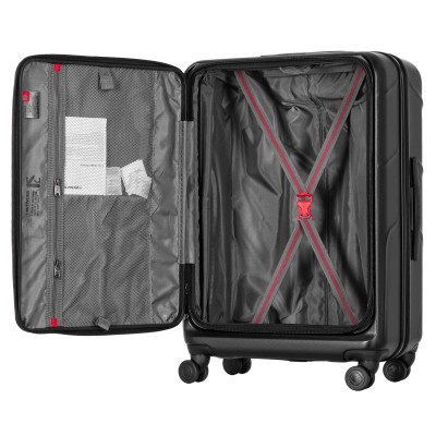 Валіза Wenger Amplix Hardside Medium, середня, полікарбонат, TSA, 4 колеса, розширення, чорний