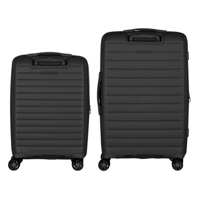 Набір валіз 2E, Aero, поліпропілен, (M+S), TSA, 4 колеса, EXP, чорний