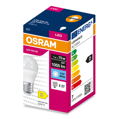 Лампа OSRAM LED VALUE CLASSIC P E27 7Вт 4000K 1055Лм Лампа OSRAM LED VALUE CLASSIC P E27 7Вт 4000K 1055Лм