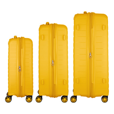 Набір валіз 2E, Aero, поліпропілен, (L+M+S), TSA, 4 колеса, EXP, бурштиново-жовтий Набір валіз 2E, Aero, поліпропілен, (L+M+S), TSA, 4 колеса, EXP, бурштиново-жовтий