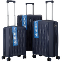 Набор чемоданов 2E, M7979, полипропилен, (L+M+S), молния anti theft, 4 колеса, кодовый замок, темно-синий Набор чемоданов 2E, M7979, полипропилен, (L+M+S), молния anti theft, 4 колеса, кодовый замок, темно-синий