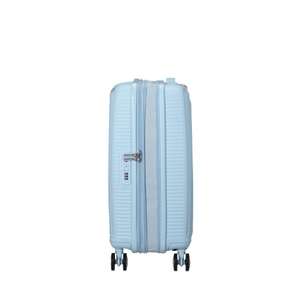 Валіза American Tourister, Soundbox, поліпропілен, мала, 55см, 35.5/41л, TSA, 4 колеса, EXP, пастельно-блакитний