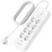 Подовжувач мережевий Belkin 2м, 8хТипF, 16А, USB-С/USB-C 30Вт, фільтр, білий