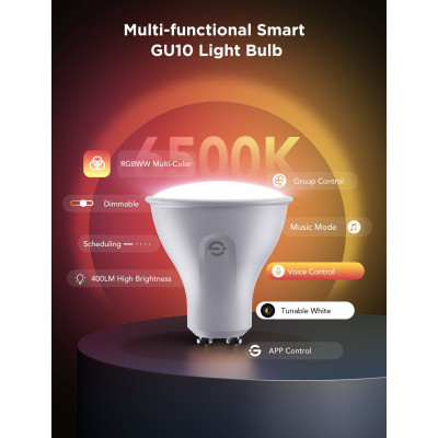 Набір ламп 2шт Govee B600D GU10 Smart LED Bulb, RGBWW, WI-FI/Bluetooth, білий