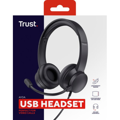 Гарнітура Trust Ayda, USB-A, чорний Гарнітура Trust Ayda, USB-A, чорний