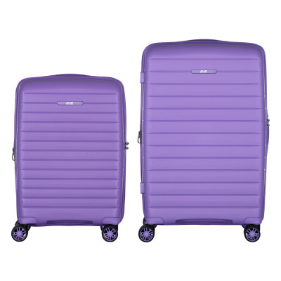 Набір валіз 2E, Aero, поліпропілен, (M+S), TSA, 4 колеса, EXP, лавандовий