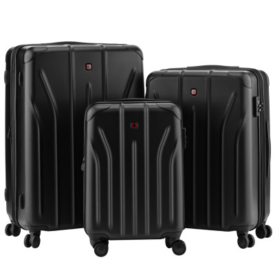 Набір валіз Wenger, Oryson 3 в 1, (S,M,L), пластик, 4 колеса, чорний