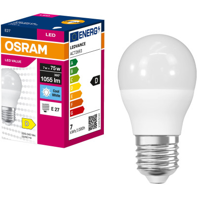 Лампа OSRAM LED VALUE CLASSIC P E27 7Вт 4000K 1055Лм