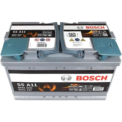 Акумулятор Bosch S5 AGM 12В 80А·год 800А R+ (0 092 S5A 110)