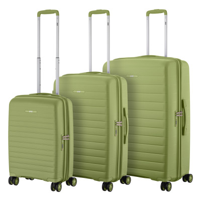 Набір валіз 2E, Aero, поліпропілен, (L+M+S), TSA, 4 колеса, EXP, оливково-зелений Набір валіз 2E, Aero, поліпропілен, (L+M+S), TSA, 4 колеса, EXP, оливково-зелений