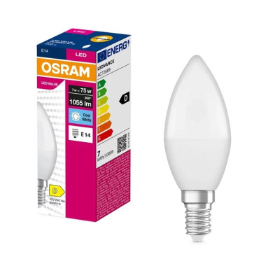 Лампа OSRAM LED E14 7Вт 4000К 1055Лм В75 VALUE
