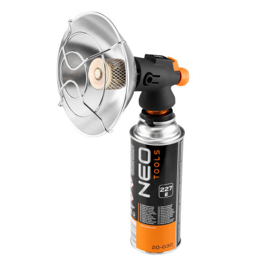 Обігрівач газовий туристичний Neo Tools, 92г/год, картриджний, регулятор, п'єзопідпал, чорний