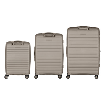 Набір валіз 2E, Aero, поліпропілен, (L+M+S), TSA, 4 колеса, EXP, сіро-коричневий