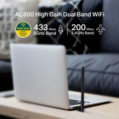 Адаптер WiFi TP-LINK Archer T2U plus AC600, USB