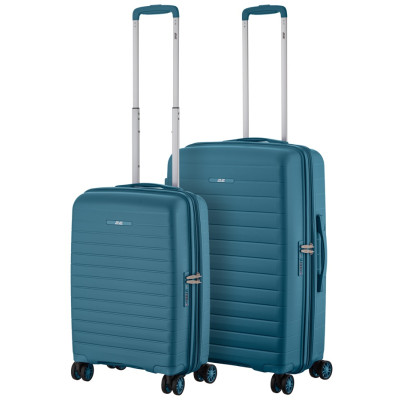 Набір валіз 2E, Aero, поліпропілен, (M+S), TSA, 4 колеса, EXP, синій