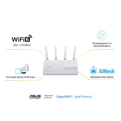 Маршрутизатор ASUS ExpertWIFI EBR63 AX3000, 4xGE LAN, 1xGE WAN, 1xUSB3.2, 1xUSB2.0, MESH
