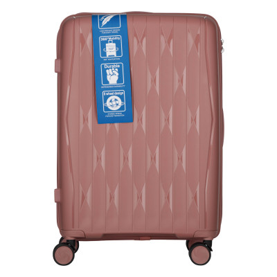 Набір валіз 2E, M7979, поліпропілен, (L+M+S), блискавка anti theft, 4 колеса, кодовий замок, рожево-золотий Набір валіз 2E, M7979, поліпропілен, (L+M+S), блискавка anti theft, 4 колеса, кодовий замок, рожево-золотий