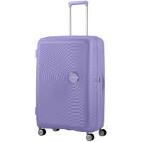 Валіза American Tourister, Soundbox, поліпропілен, велика, 77см,  97/110л, TSA, 4 колеса, EXP, лавандовий