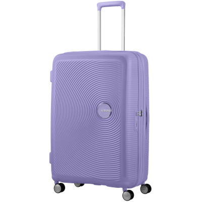 Валіза American Tourister, Soundbox, поліпропілен, велика, 77см,  97/110л, TSA, 4 колеса, EXP, лавандовий
