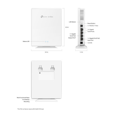 Точка доступу TP-LINK EAP650-Desktop  AX3000, 4xGE LAN, 1, FXS-port, PoE, Passive PoE
