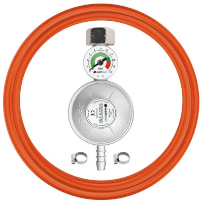 Комплект Cellfast підключення газового балону з вентилем KLF, євро стандарт (редуктор KLF G12 з манометром 1шт, шланг 2м 1шт, хомут 2шт)