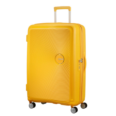 Валіза American Tourister, Soundbox, поліпропілен, велика, 77см,  97/110л, TSA, 4 колеса, EXP, жовтий