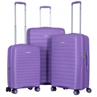 Набір валіз 2E, Aero, поліпропілен, (L+M+S), TSA, 4 колеса, EXP, лавандовий Набір валіз 2E, Aero, поліпропілен, (L+M+S), TSA, 4 колеса, EXP, лавандовий