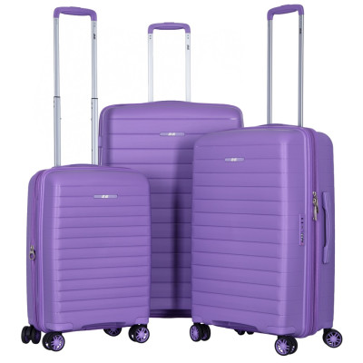 Набір валіз 2E, Aero, поліпропілен, (L+M+S), TSA, 4 колеса, EXP, лавандовий
