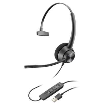 Гарнітура комп'ютерна моно On-ear Poly EncorePro 310, USB-A, всеспрямований, noise cancelling, чорний