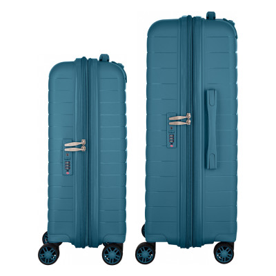 Набір валіз 2E, Aero, поліпропілен, (M+S), TSA, 4 колеса, EXP, синій