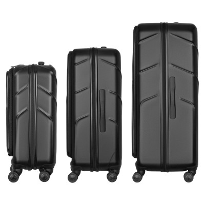 Набір валіз Wenger Amplix Hardside, полікарбонат, (S+M+L), TSA, 4 колеса, EXP, чорний Набір валіз Wenger Amplix Hardside, полікарбонат, (S+M+L), TSA, 4 колеса, EXP, чорний