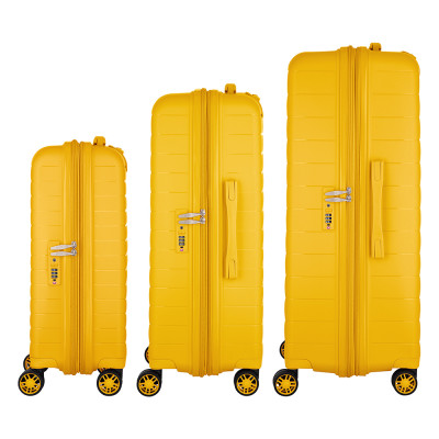 Набір валіз 2E, Aero, поліпропілен, (L+M+S), TSA, 4 колеса, EXP, бурштиново-жовтий Набір валіз 2E, Aero, поліпропілен, (L+M+S), TSA, 4 колеса, EXP, бурштиново-жовтий